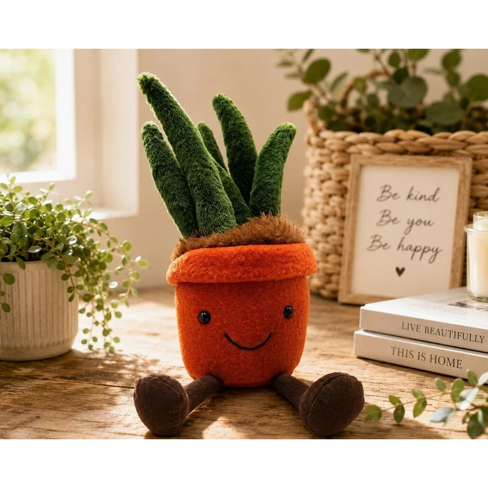 Jellycat Amuseable Potted Aloe Vera Plant Plush Green Orange Retired Cute Decor
